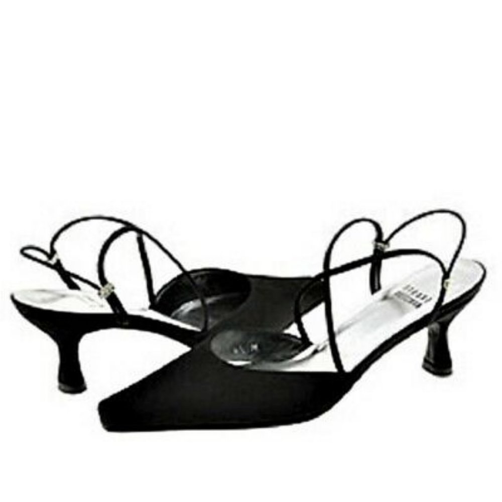 Stuart Weitzman Black Rhinestone Slingbacks
